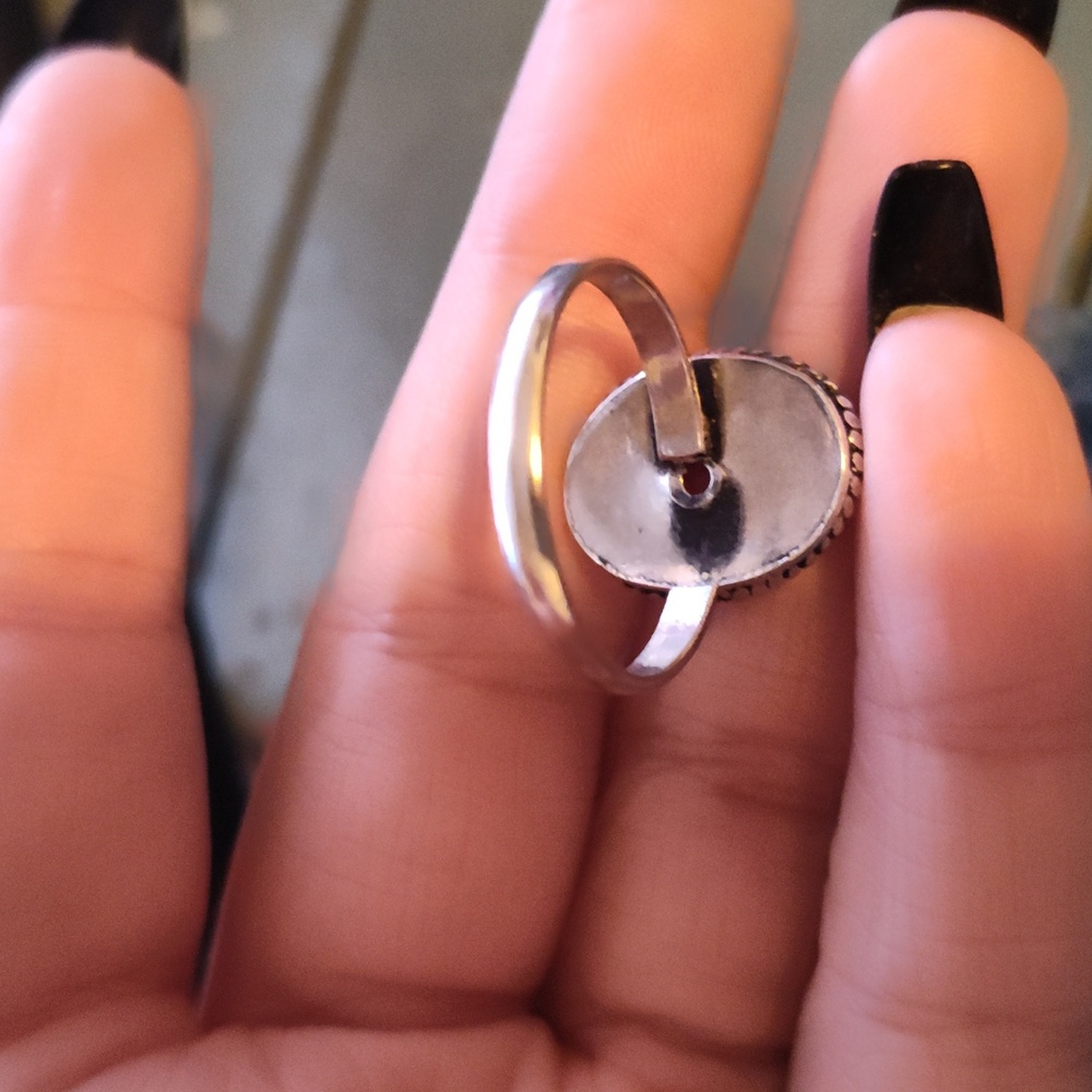 Ruby Silver Plated Adjustable Stone Ring - image 3